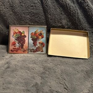 Vintage Lady Baltimore Plastic Coated Playing Cards Fruit Double Deck In Case